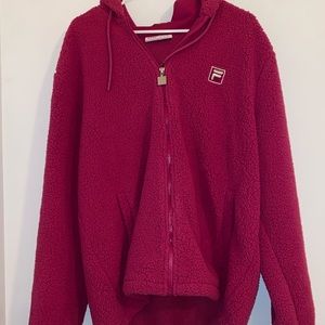 UO Exclusive FILA Sherpa Zip Hoodie